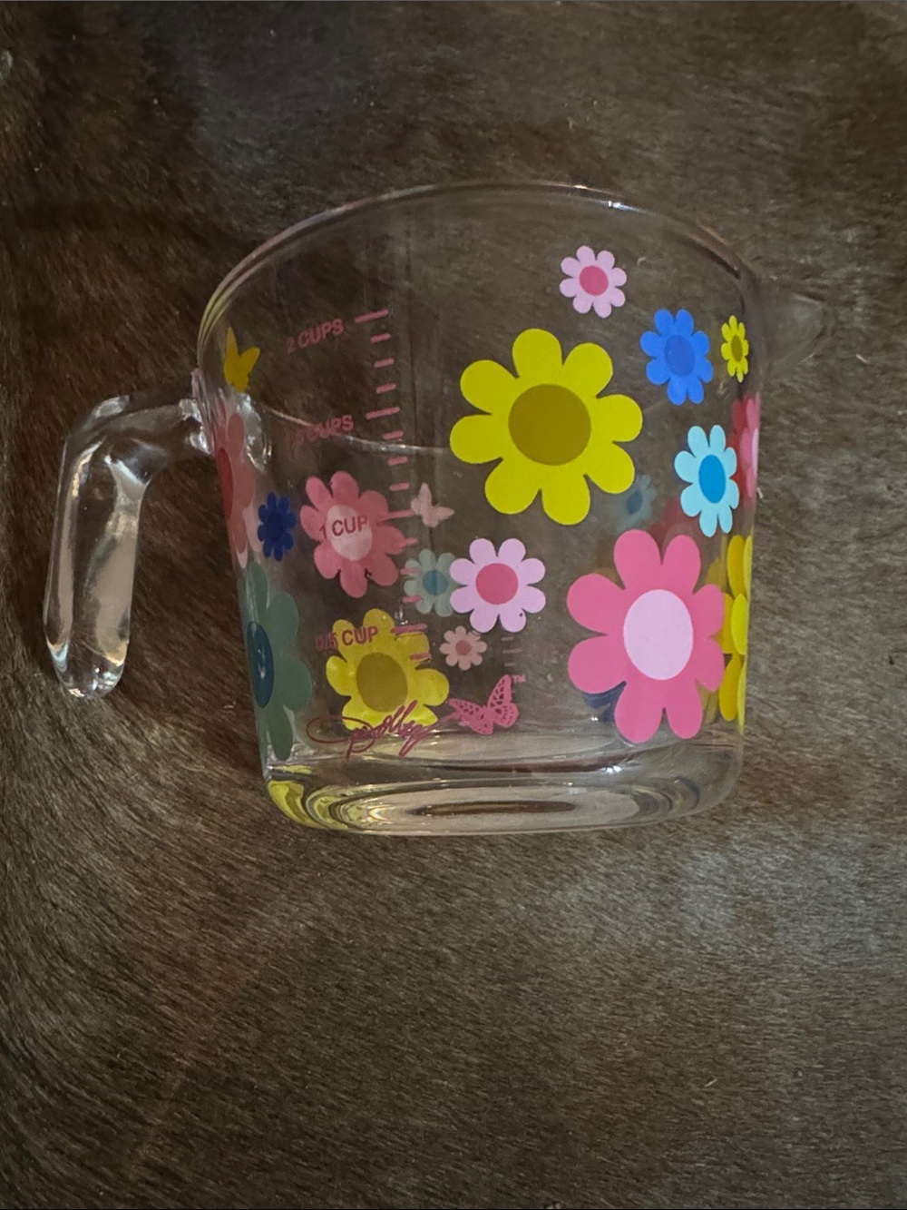 Dolly Vintage Floral Glass Measuring Cup - Colorful Flower Print